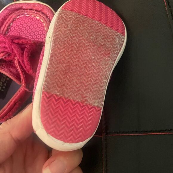 SPERRY TOP-SIDER Infant Girl Baby Pink Sequin Look Bling Shoes Sz 1 - Picture 6 of 8